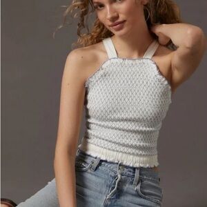 Blue Anthropologie smocked top